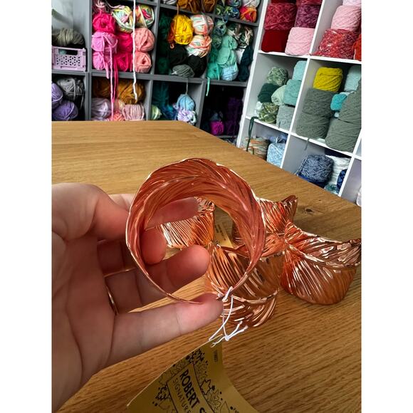 Hobby Lobby Copper Metal Leaf Napkin Rings Fall Decor Table Top - Picture 2 of 3